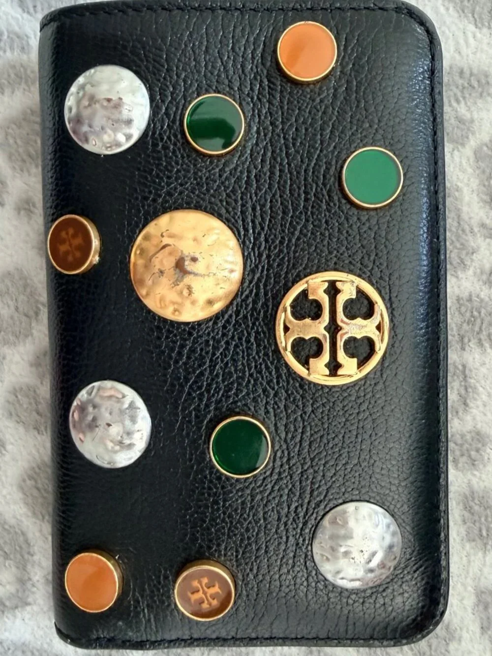 Tory Burch Willa Pebbled Leather Embellished Wallet